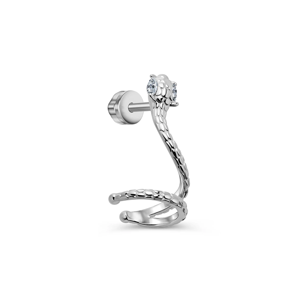 Серьга с фианитами из серебра 925 пробы 1