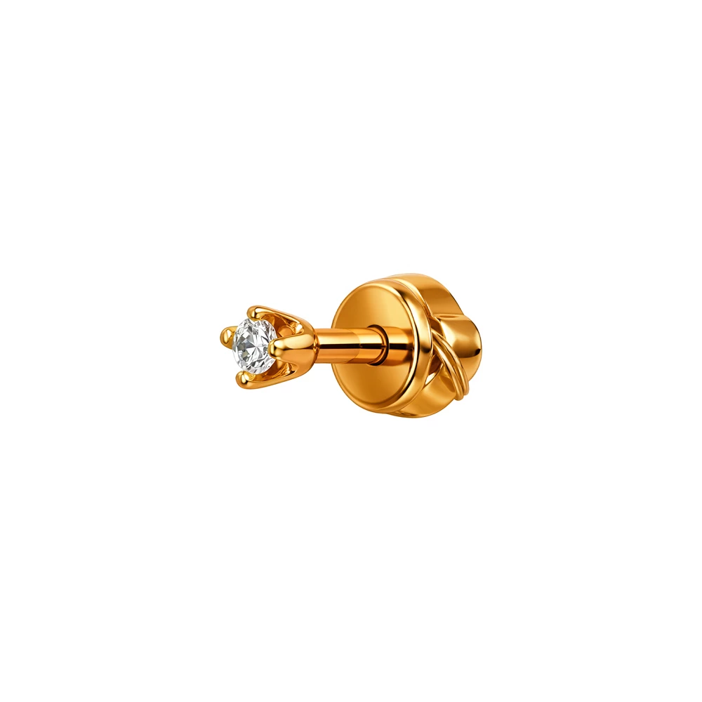 Серьга с фианитом из серебра 925 пробы