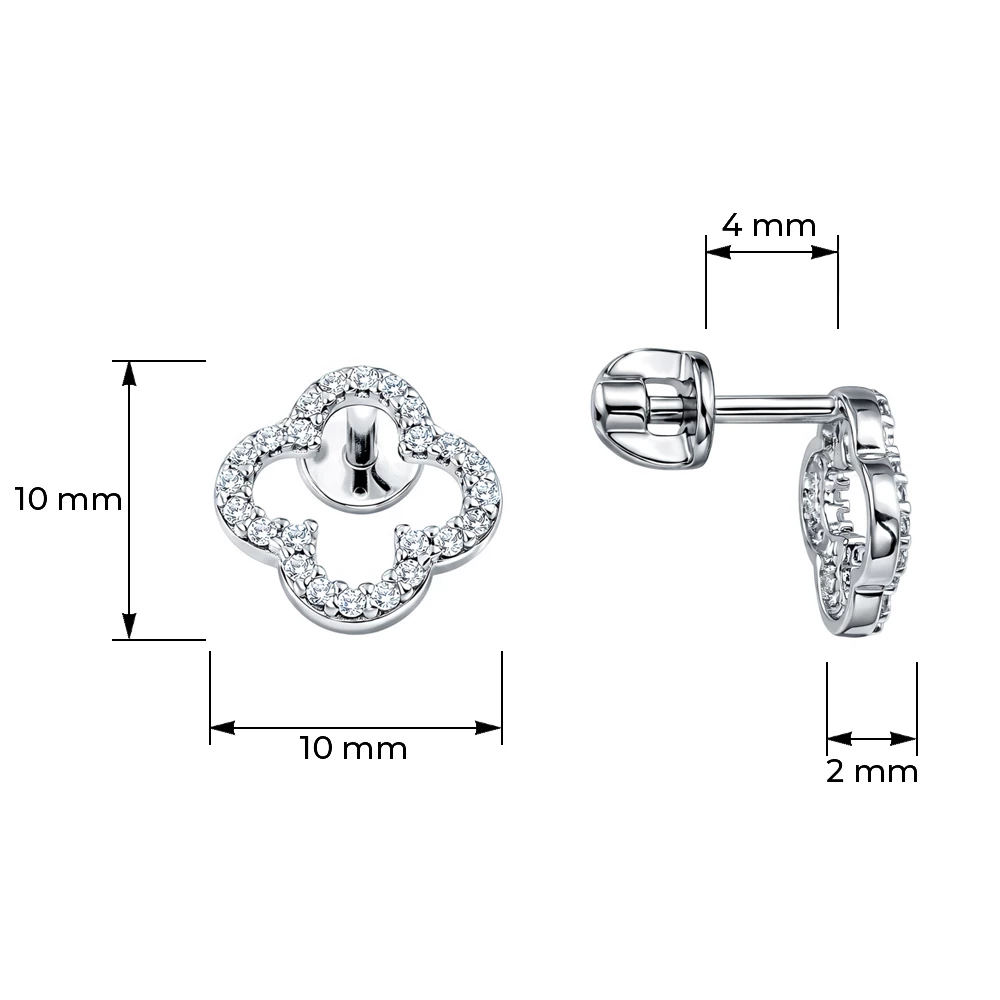 Серьги с фианитами из серебра 925 пробы