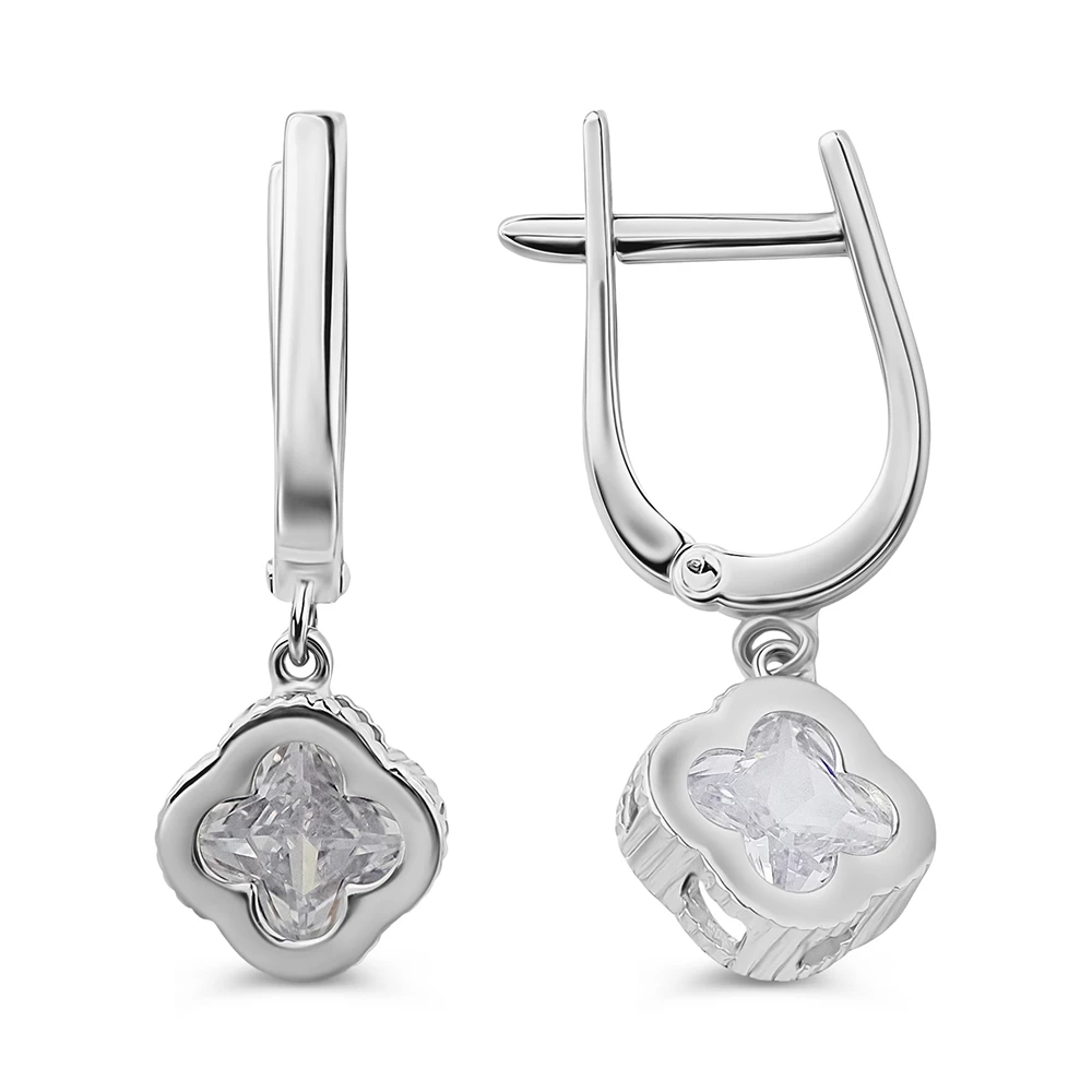 Серьги с фианитами из серебра 925 пробы