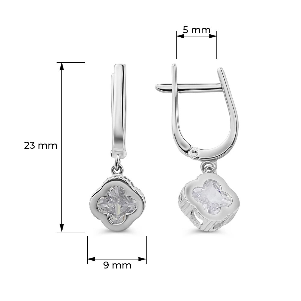 Серьги с фианитами из серебра 925 пробы