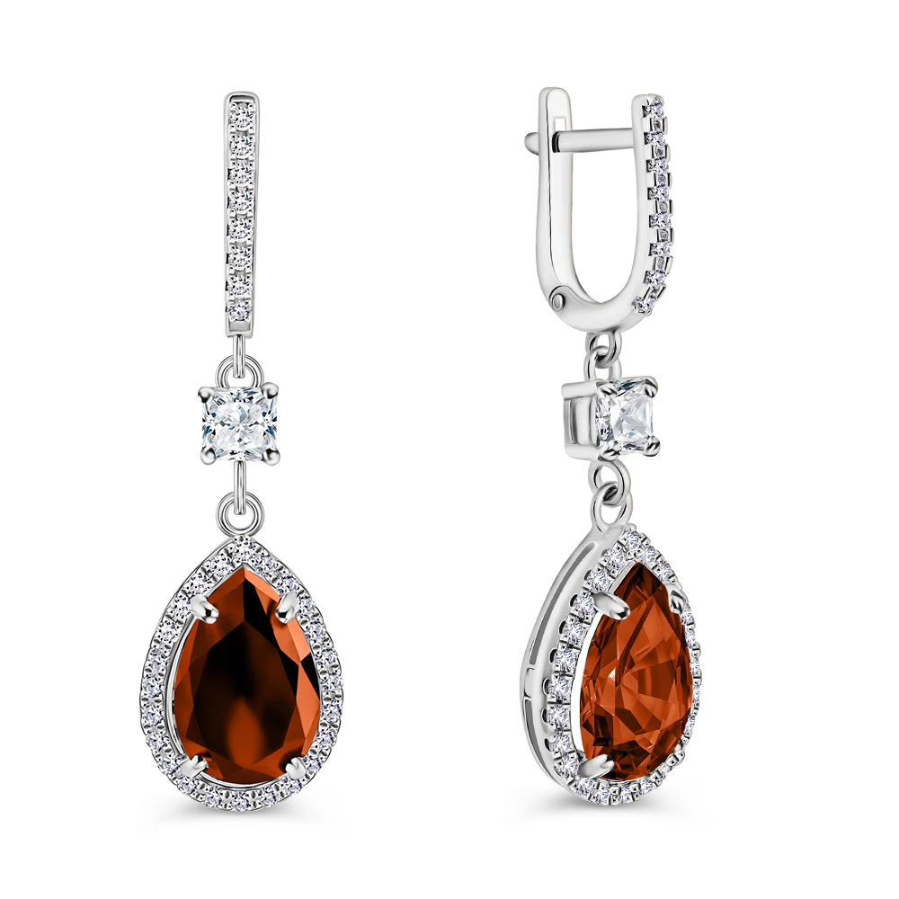 Серьги с фианитами из серебра 925 пробы 1