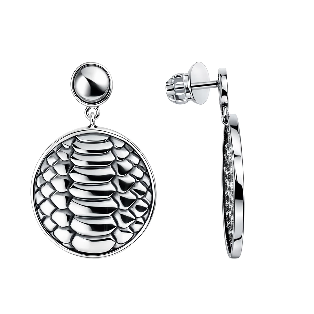 Серьги  Змея из серебра 925 пробы