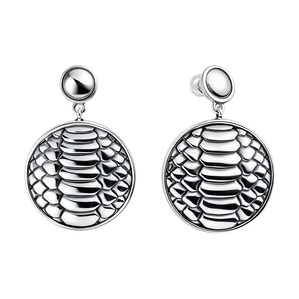 Серьги  Змея из серебра 925 пробы