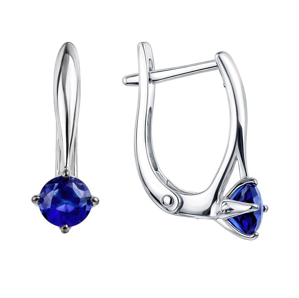 Серьги с цирконами из серебра 925 пробы