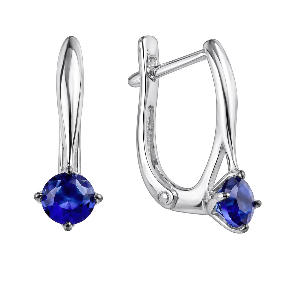Серьги с цирконами из серебра 925 пробы