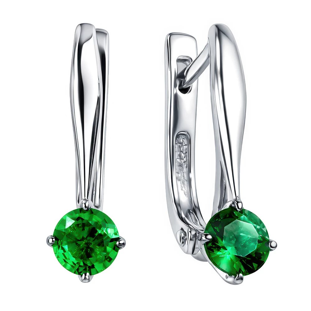 Серьги с цирконами из серебра 925 пробы