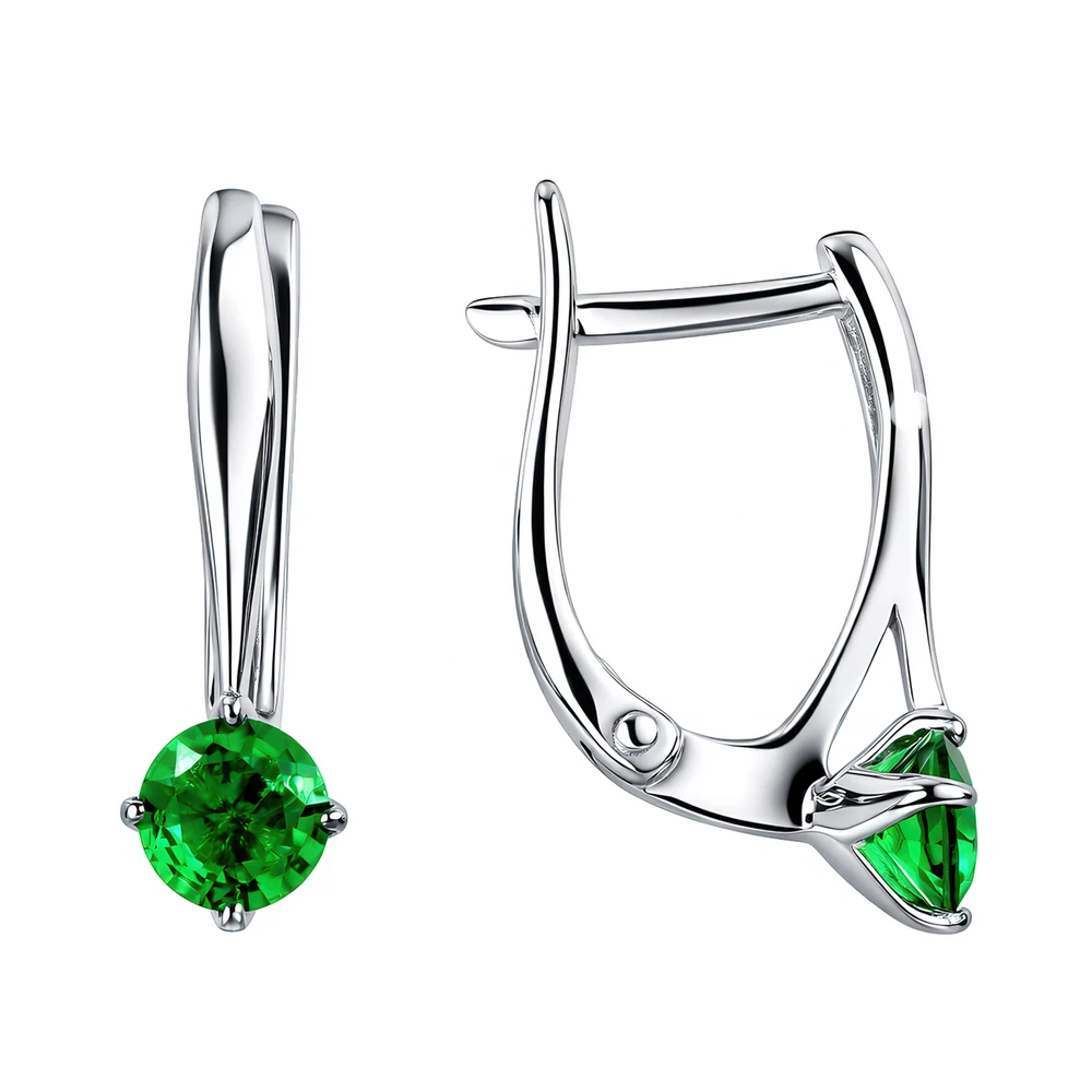 Серьги с цирконами из серебра 925 пробы