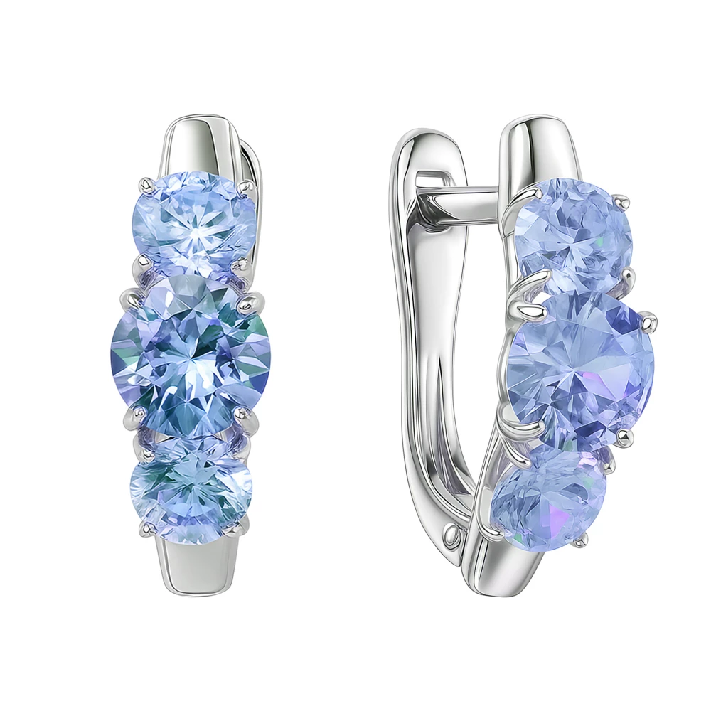 Серьги с фианитами из серебра 925 пробы 1