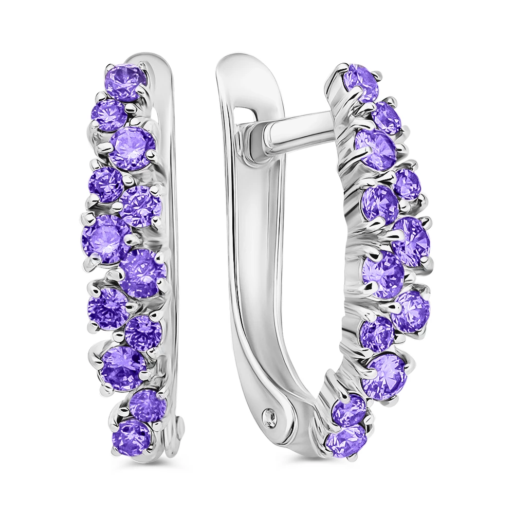 Серьги с фианитами из серебра 925 пробы 1