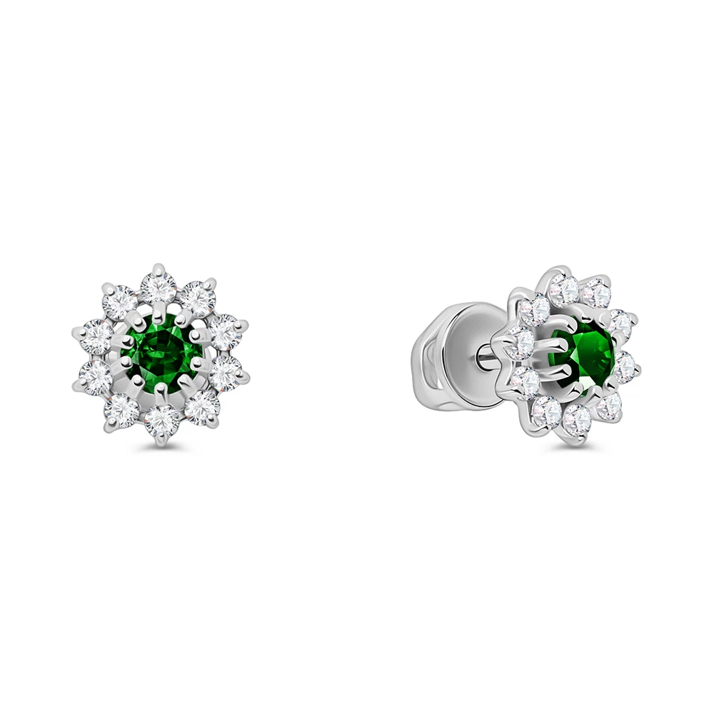 Серьги с фианитами из серебра 925 пробы 1
