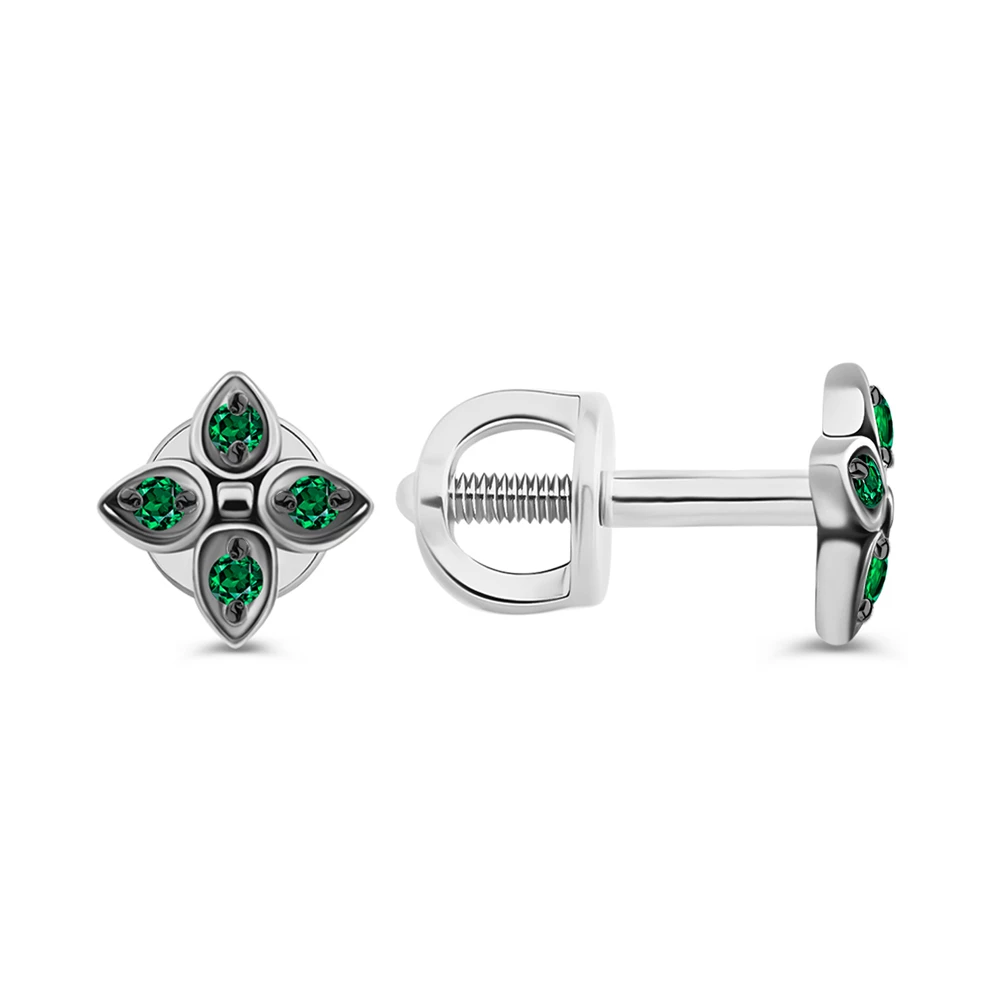 Серьги с фианитами из серебра 925 пробы