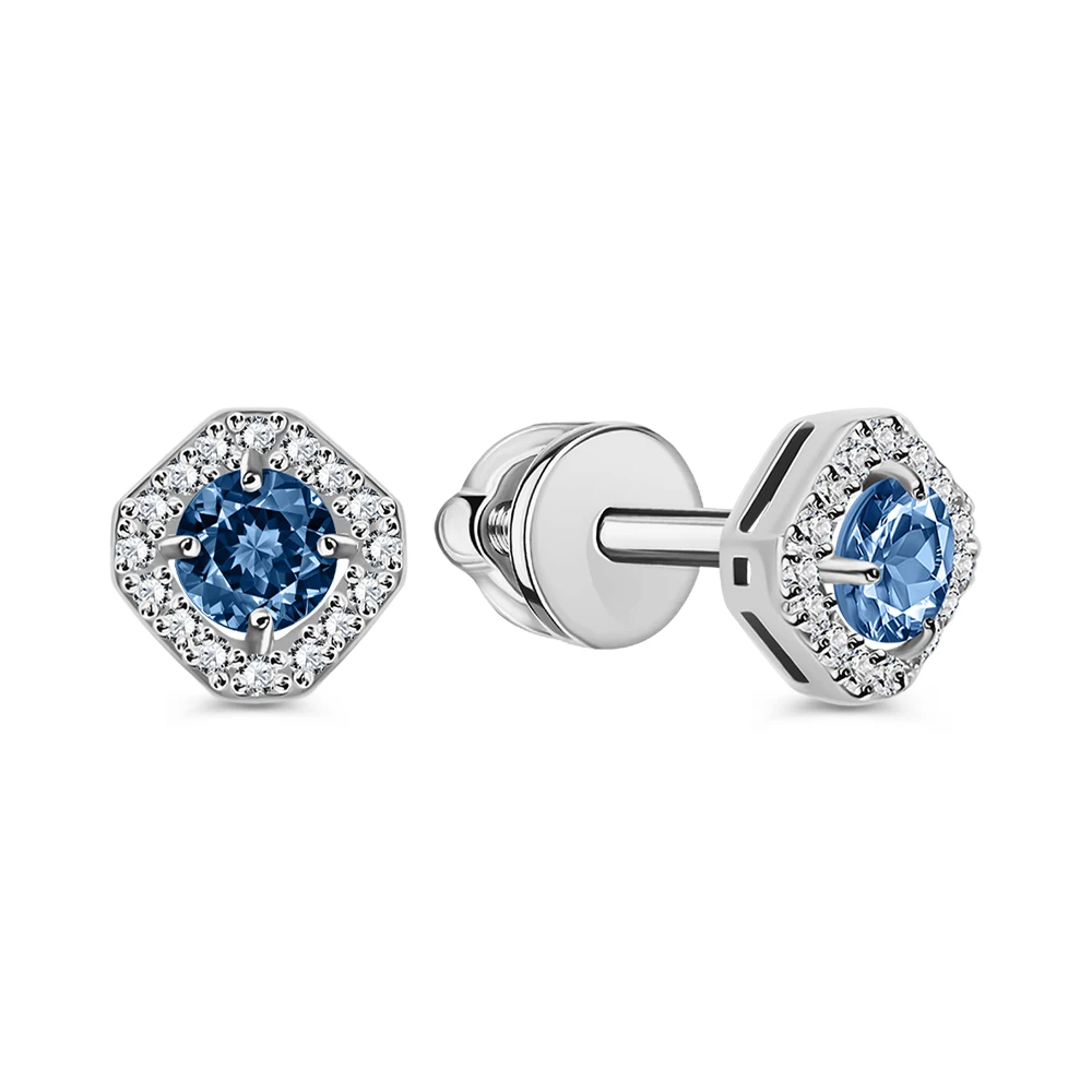 Серьги с фианитами из серебра 925 пробы