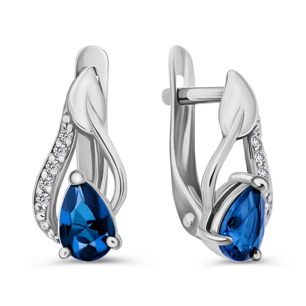 Серьги с фианитами из серебра 925 пробы 1