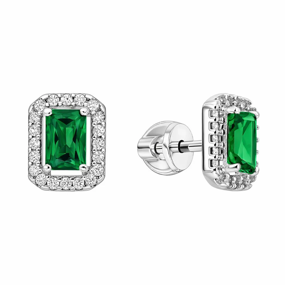 Серьги с фианитами из серебра 925 пробы