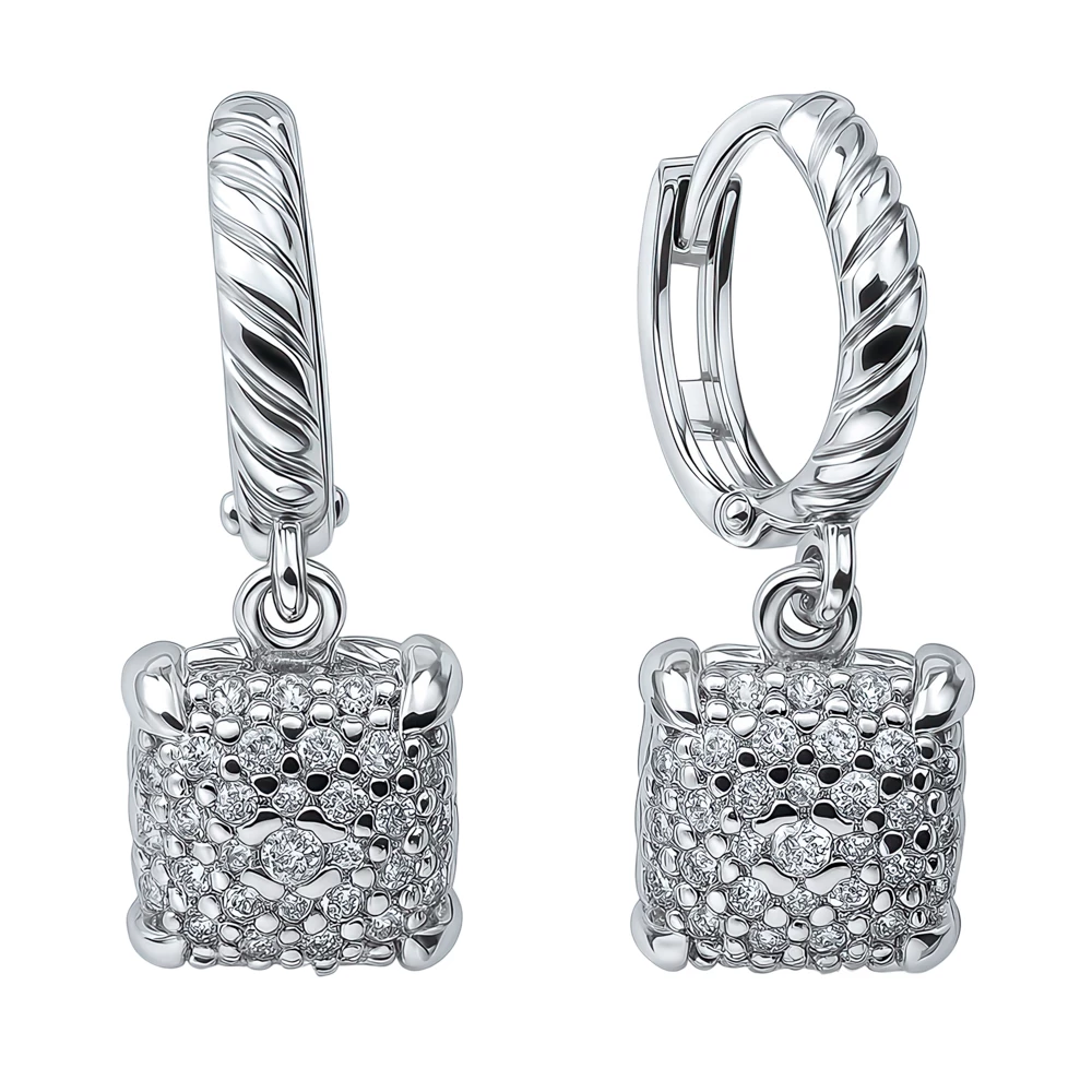 Серьги с фианитами из серебра 925 пробы 1