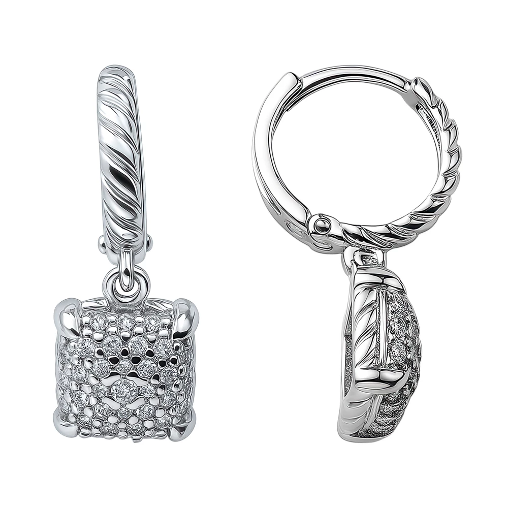 Серьги с фианитами из серебра 925 пробы 2