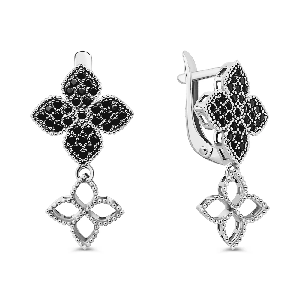Серьги с фианитами из серебра 925 пробы 1