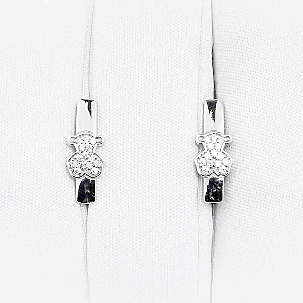 Серьги  Мишка с фианитами из серебра 925 пробы 1