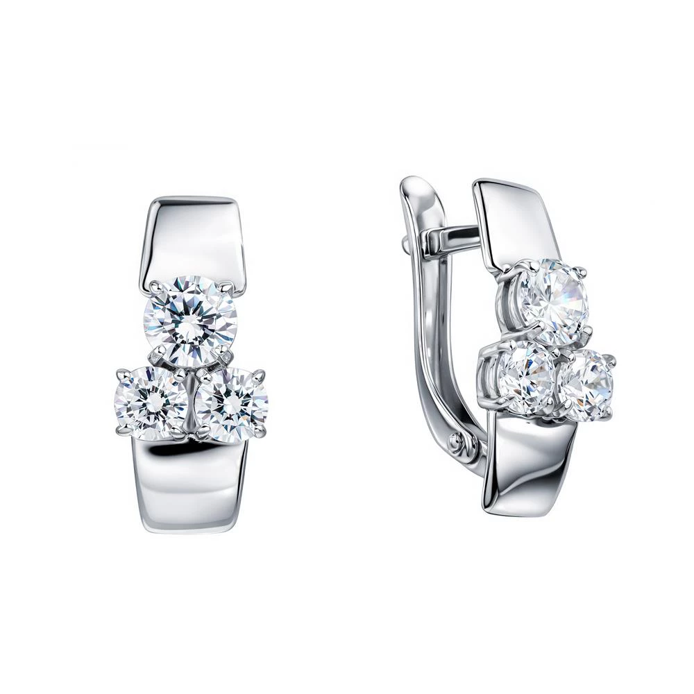 Серьги с фианитами из серебра 925 пробы 1