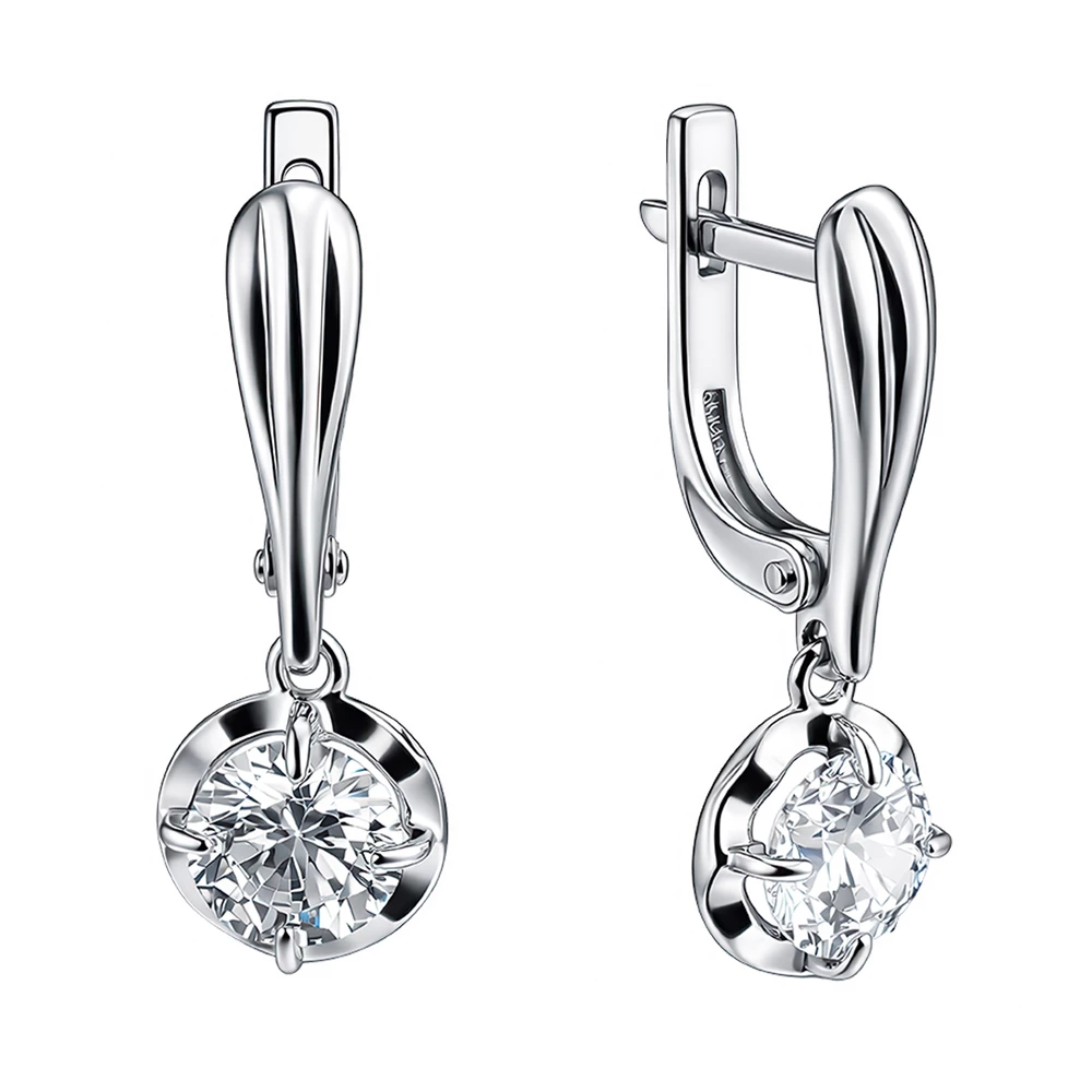 Серьги с фианитами из серебра 925 пробы