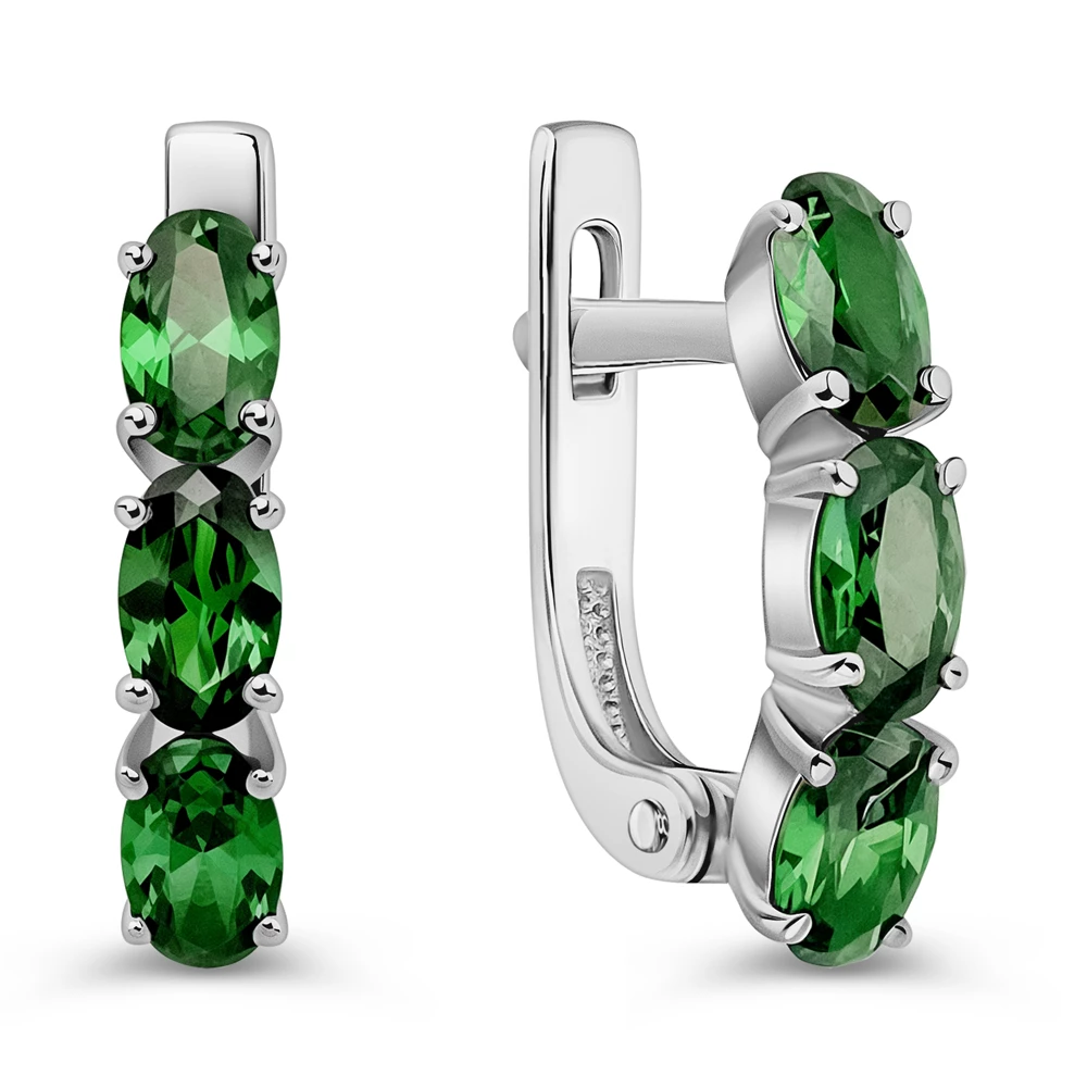 Серьги с фианитами из серебра 925 пробы