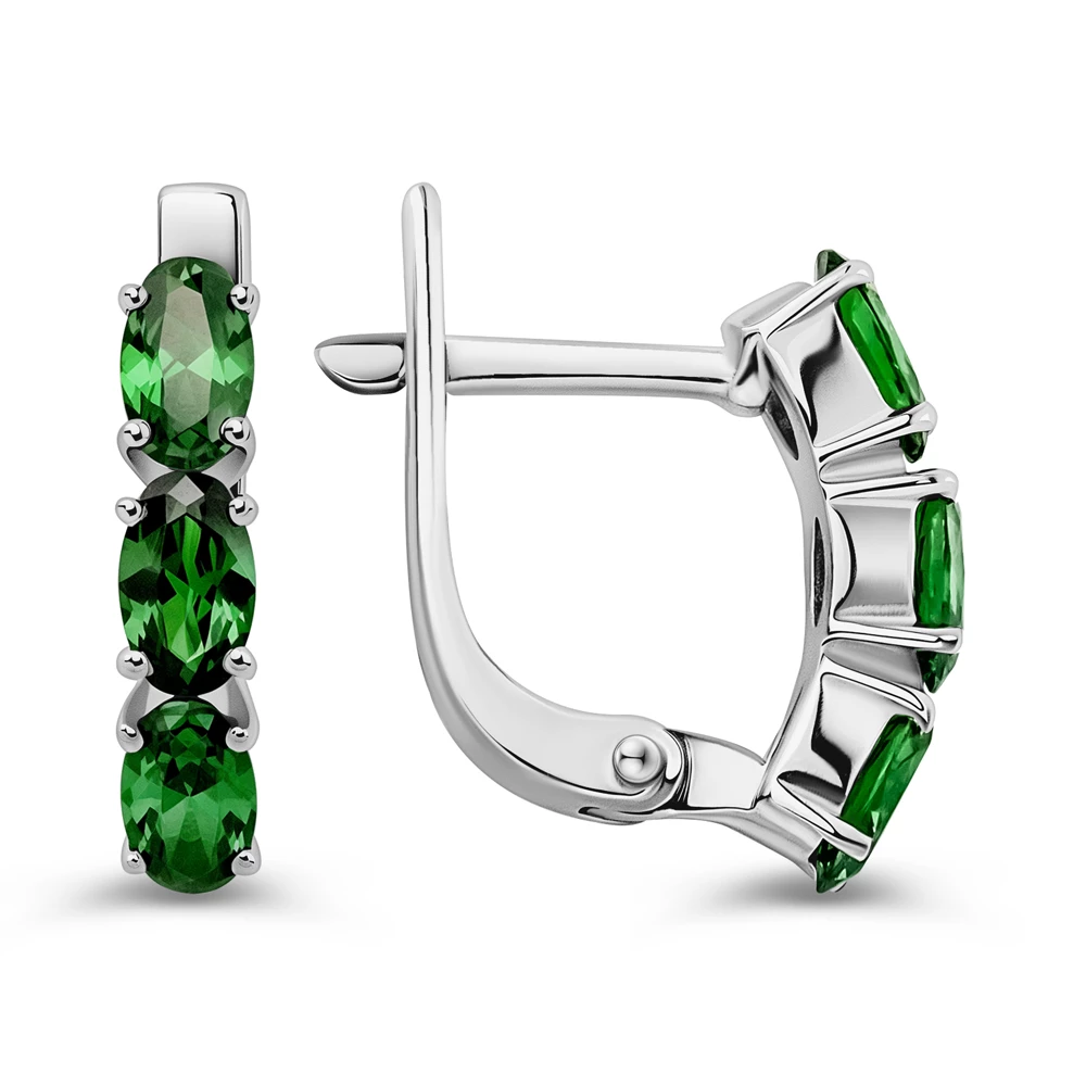 Серьги с фианитами из серебра 925 пробы