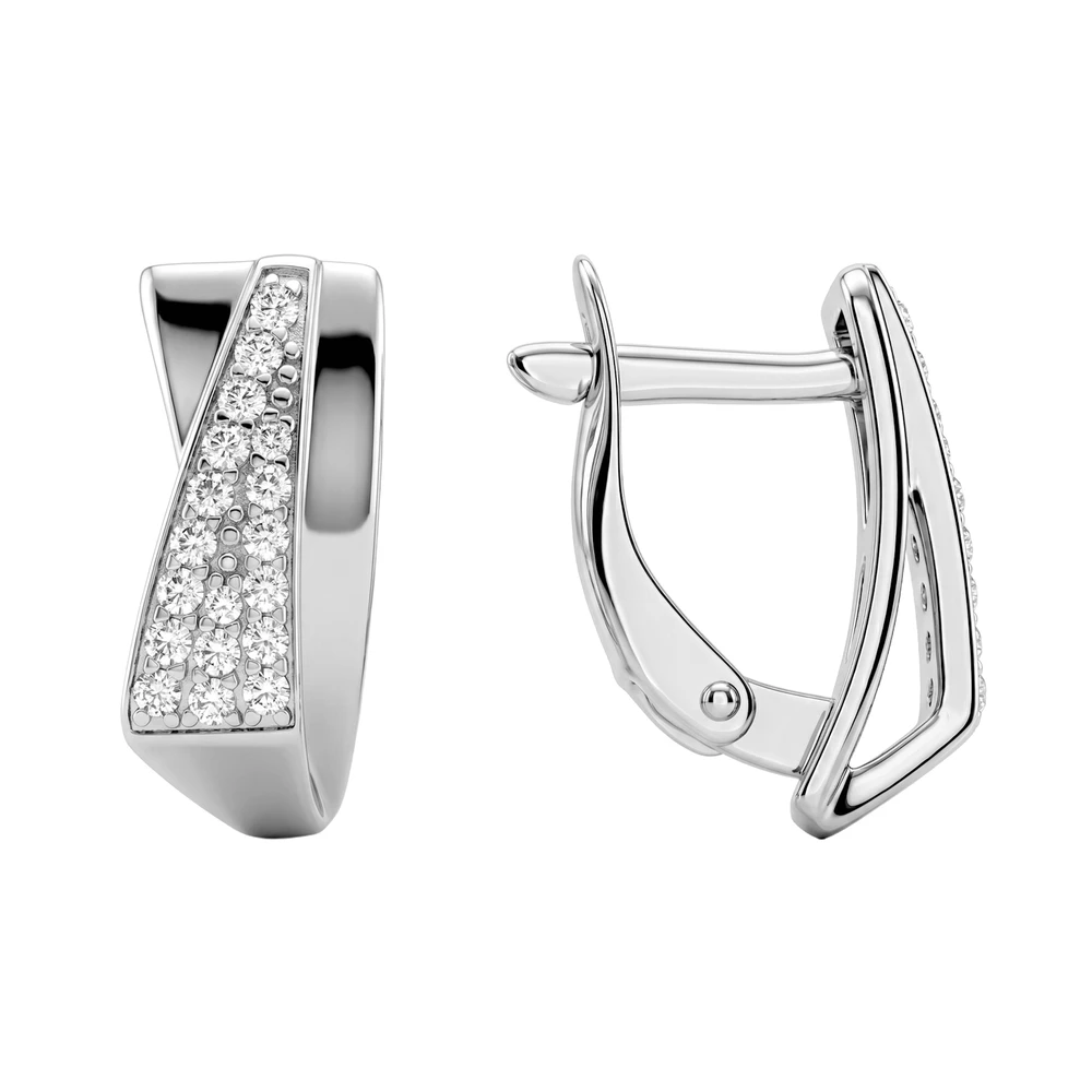 Серьги с фианитами из серебра 925 пробы