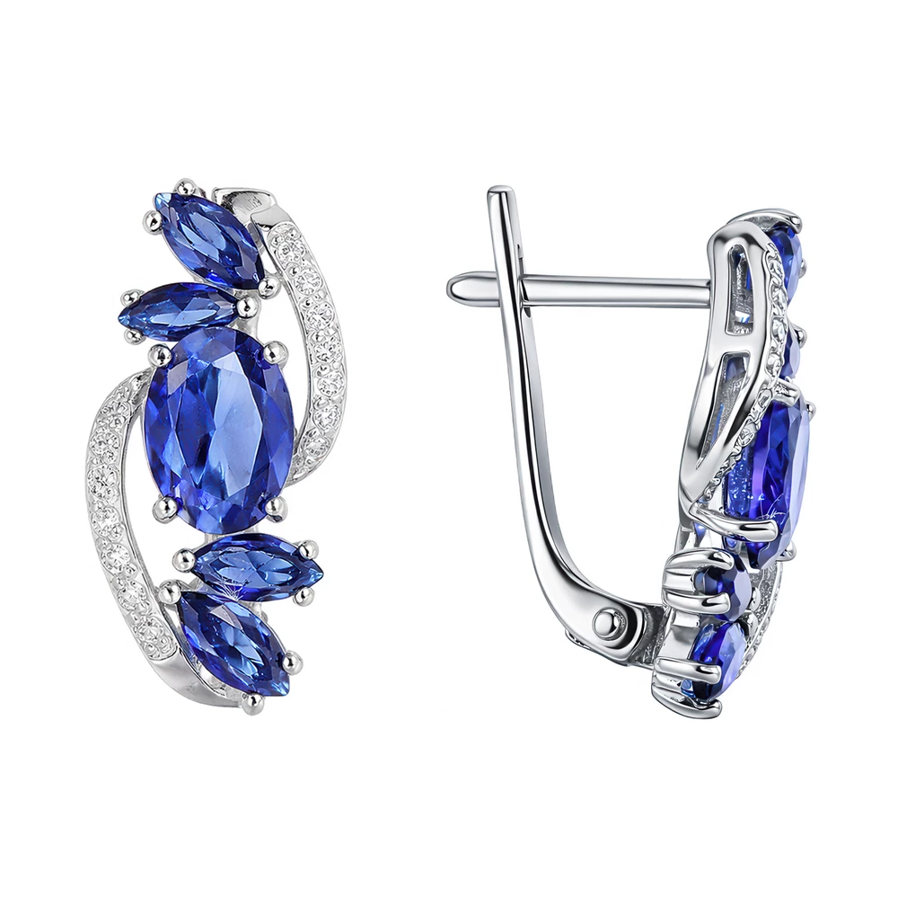Серьги с фианитами из серебра 925 пробы