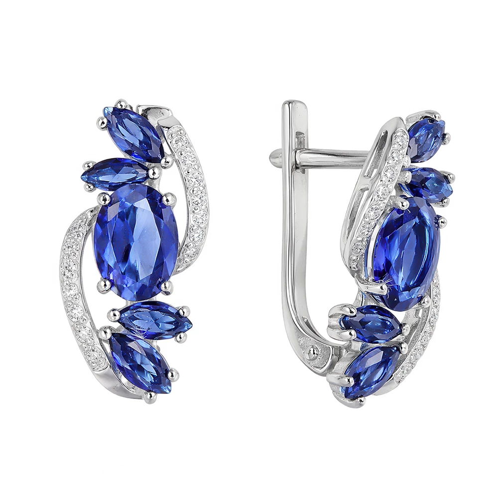 Серьги с фианитами из серебра 925 пробы