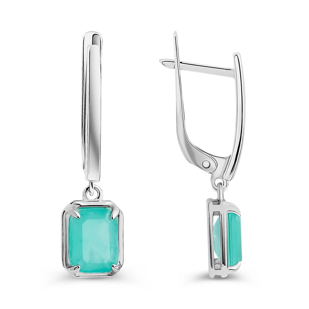 Серьги с горным хрусталём из серебра 925 пробы