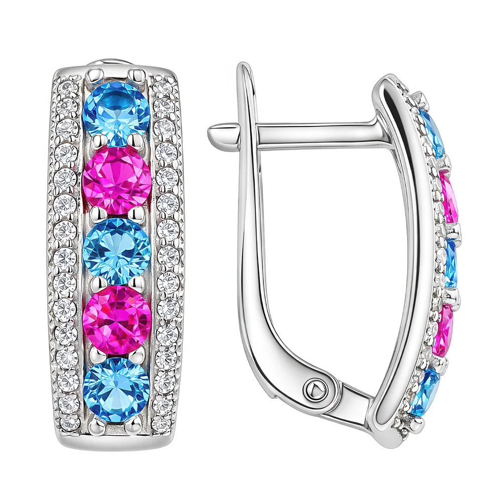 Серьги с фианитами из серебра 925 пробы