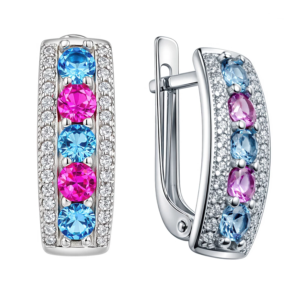Серьги с фианитами из серебра 925 пробы