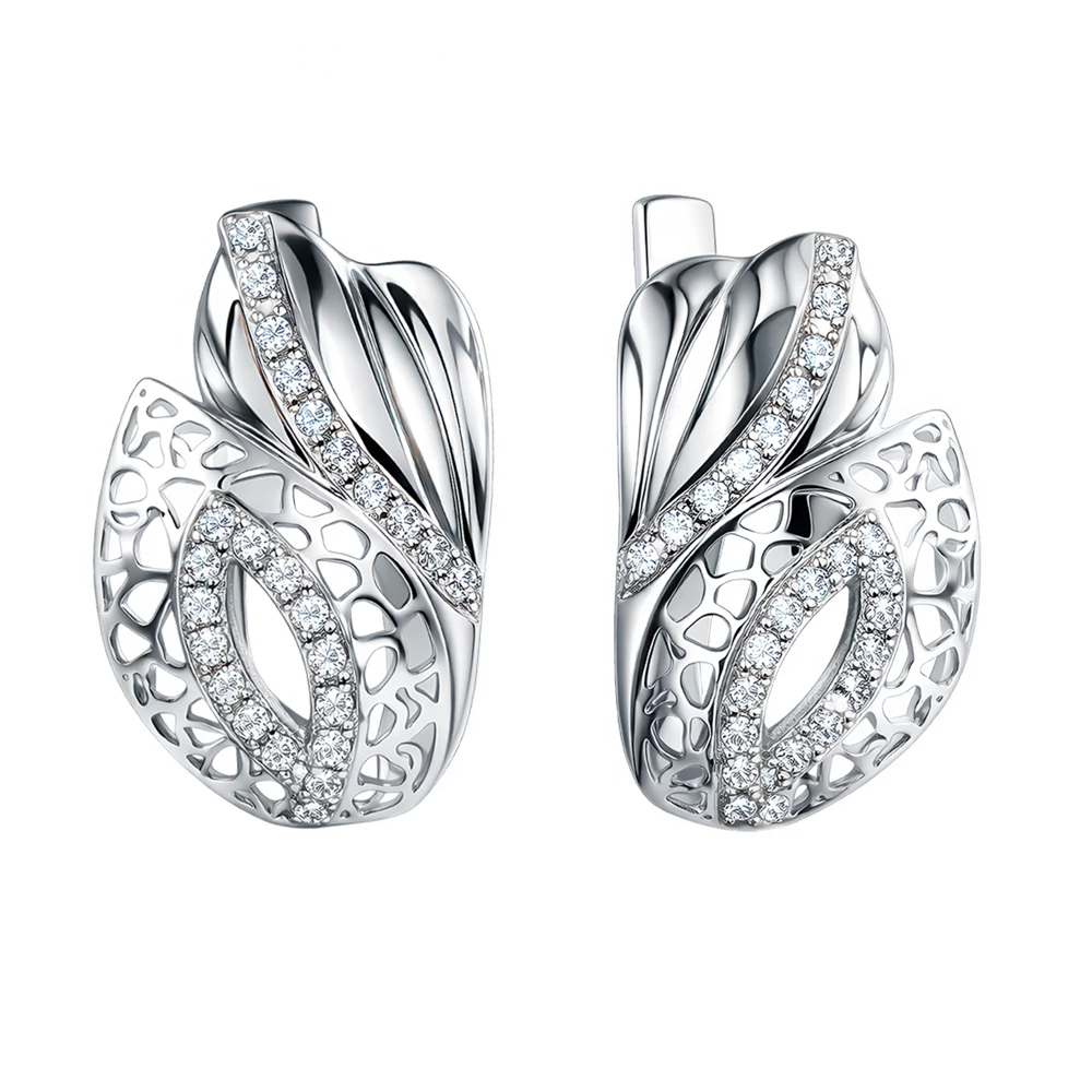 Серьги с фианитами из серебра 925 пробы 2
