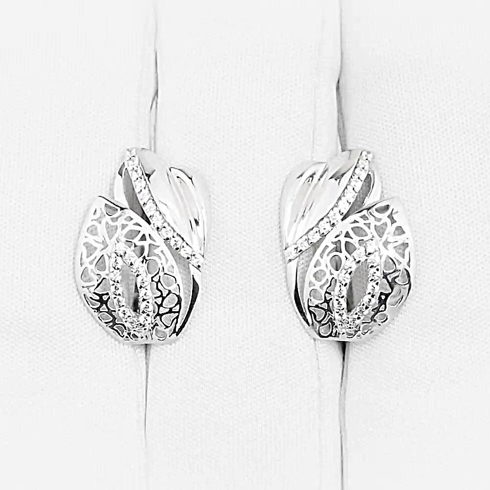 Серьги с фианитами из серебра 925 пробы 1