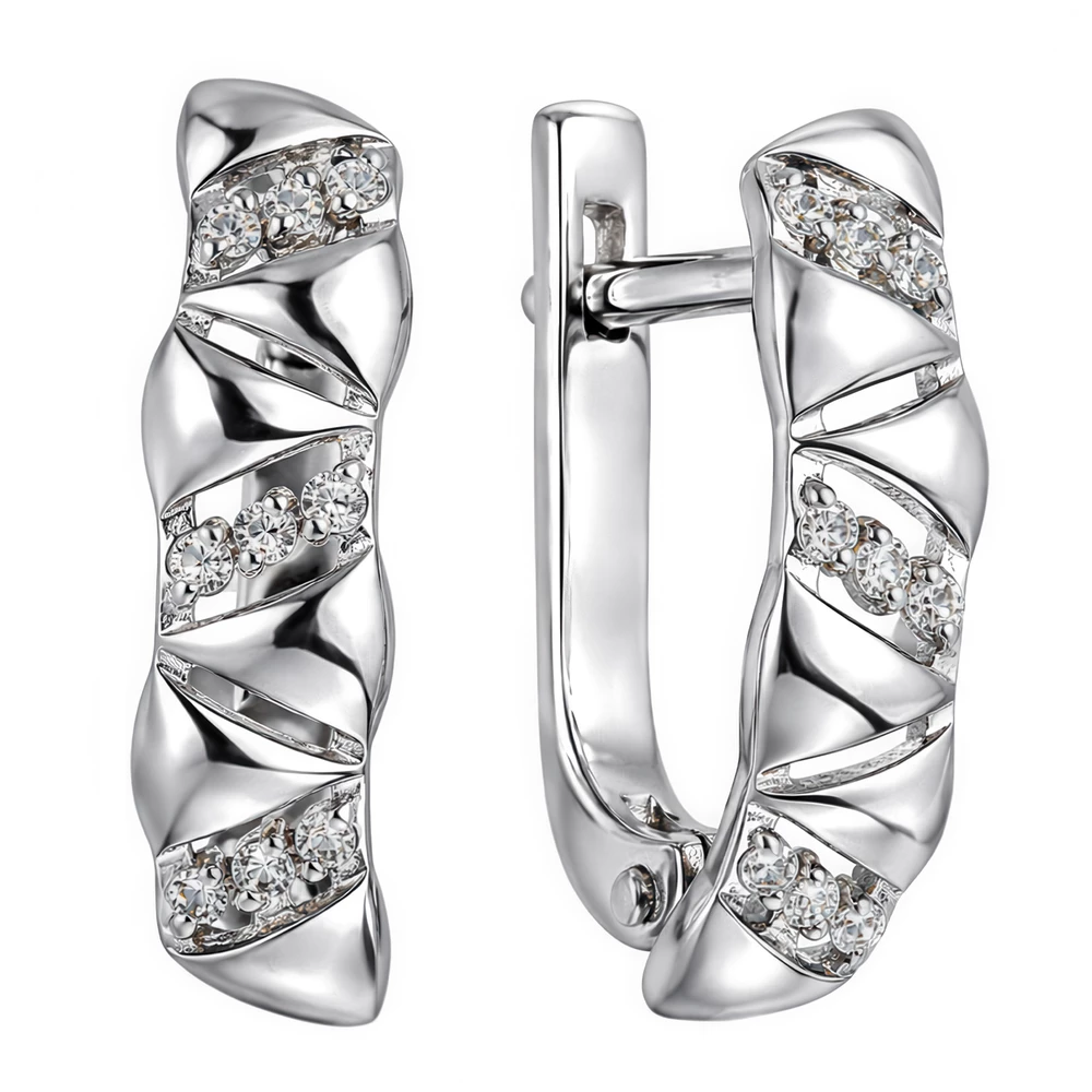 Серьги с фианитами из серебра 925 пробы