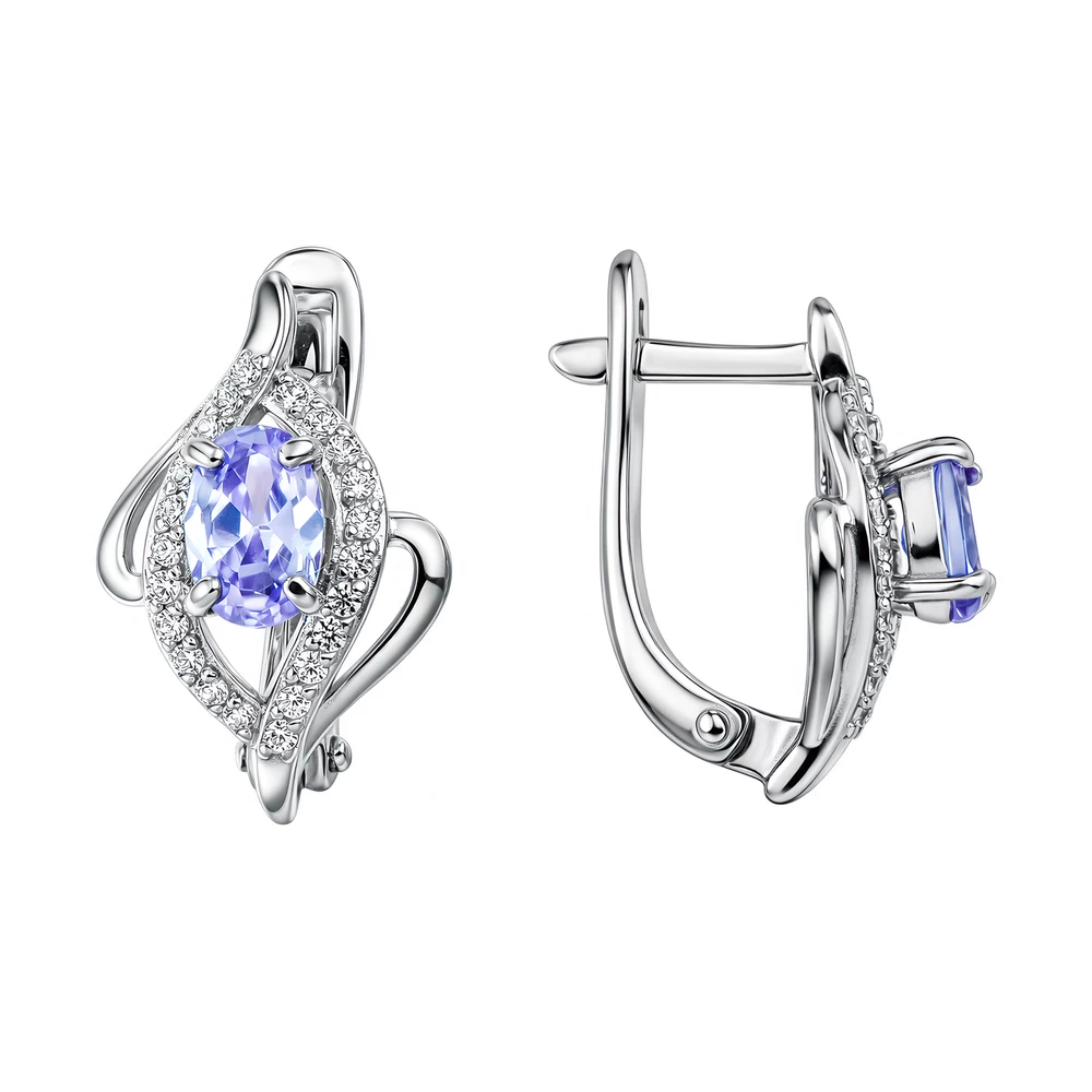 Серьги с фианитами из серебра 925 пробы