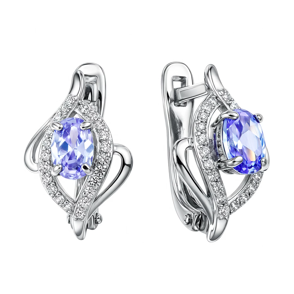 Серьги с фианитами из серебра 925 пробы