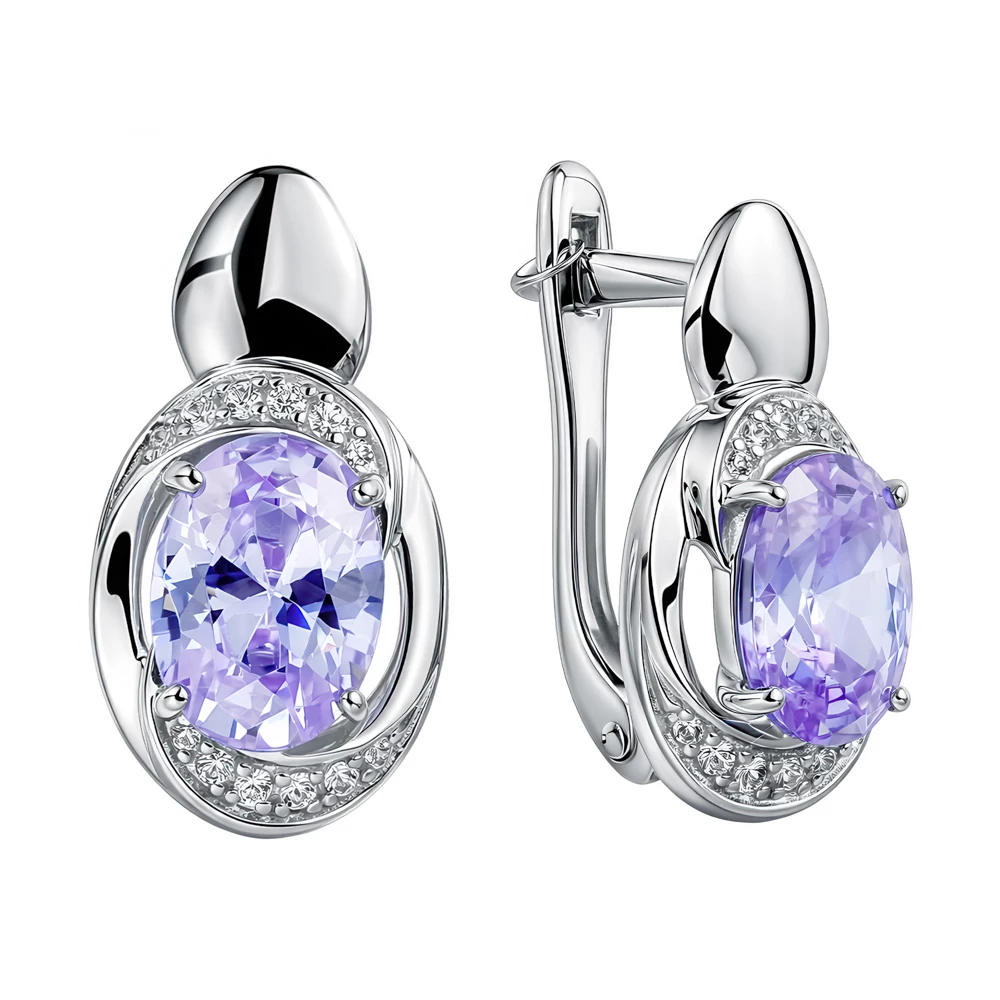 Серьги с фианитами из серебра 925 пробы