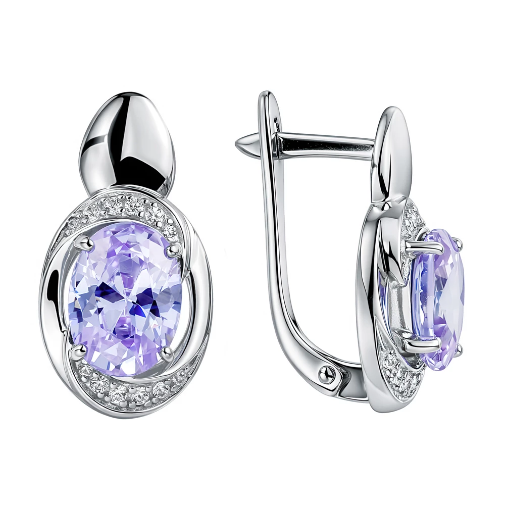 Серьги с фианитами из серебра 925 пробы