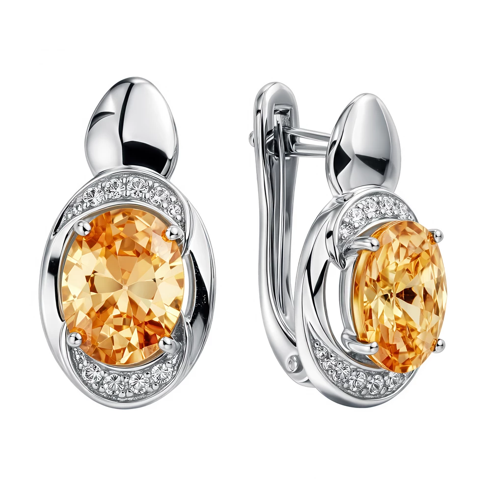 Серьги с фианитами из серебра 925 пробы 1
