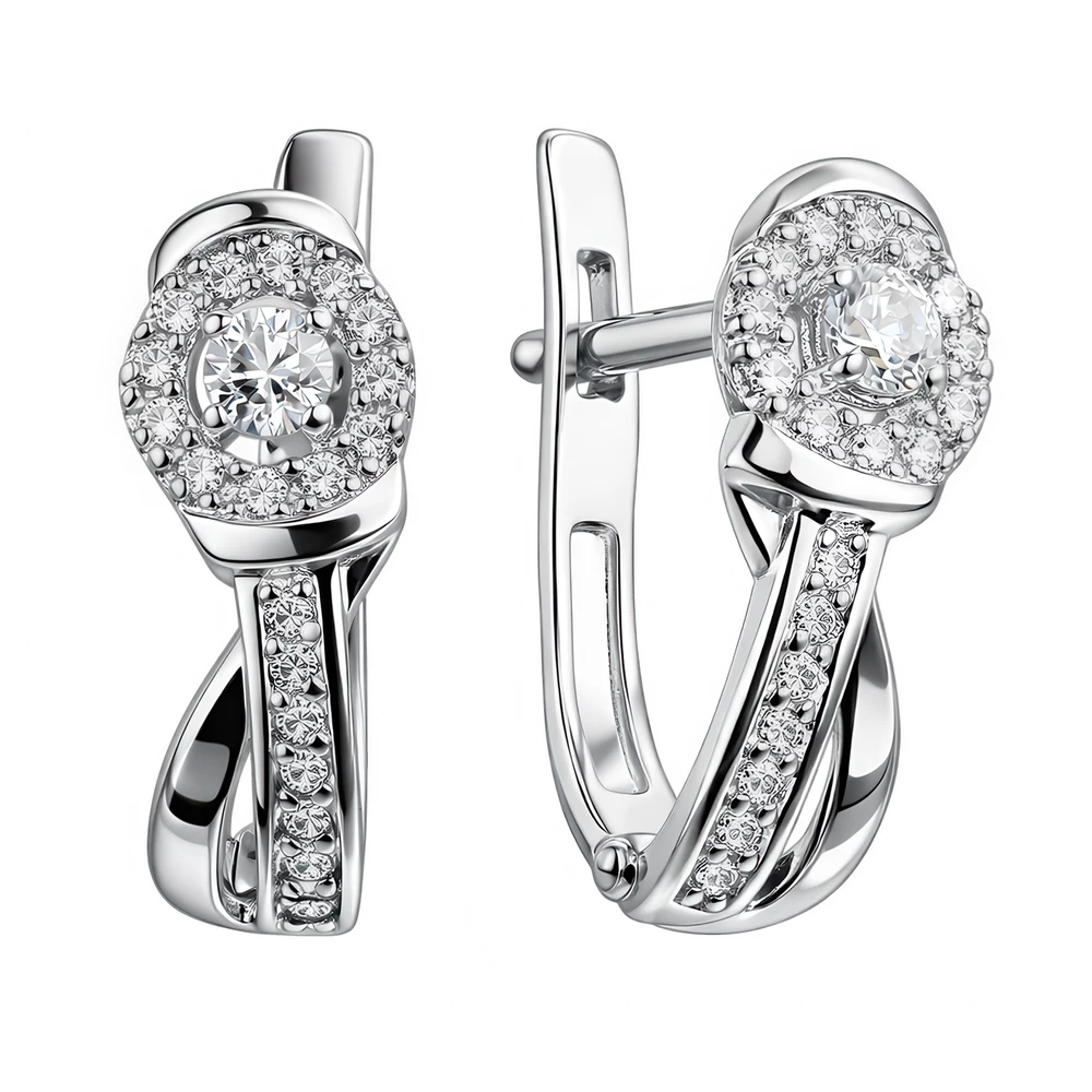 Серьги с фианитами из серебра 925 пробы 2