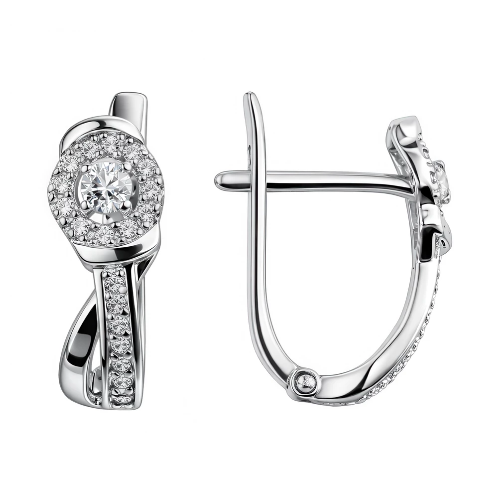 Серьги с фианитами из серебра 925 пробы 3