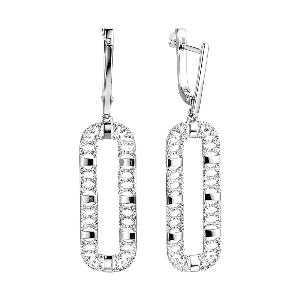 Серьги с фианитами из серебра 925 пробы 1