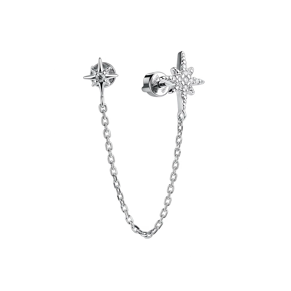 Серьга с фианитами из серебра 925 пробы 1