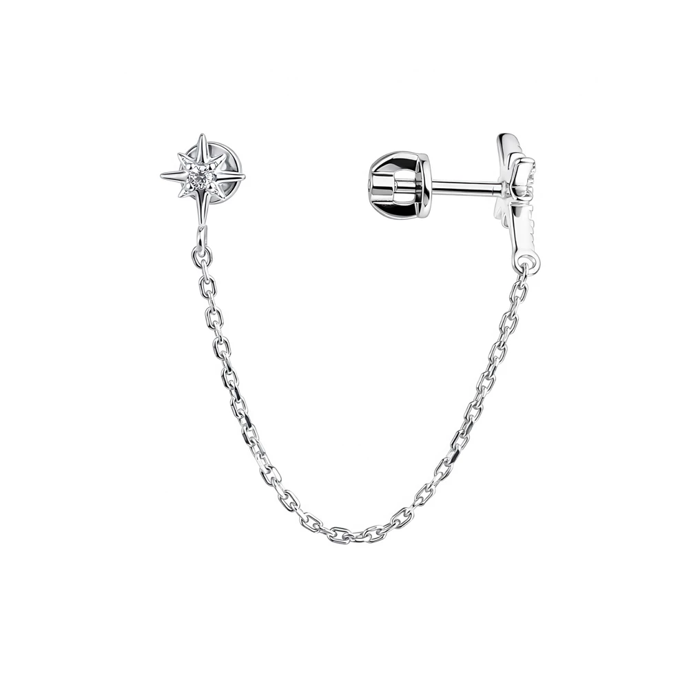 Серьга с фианитами из серебра 925 пробы 2