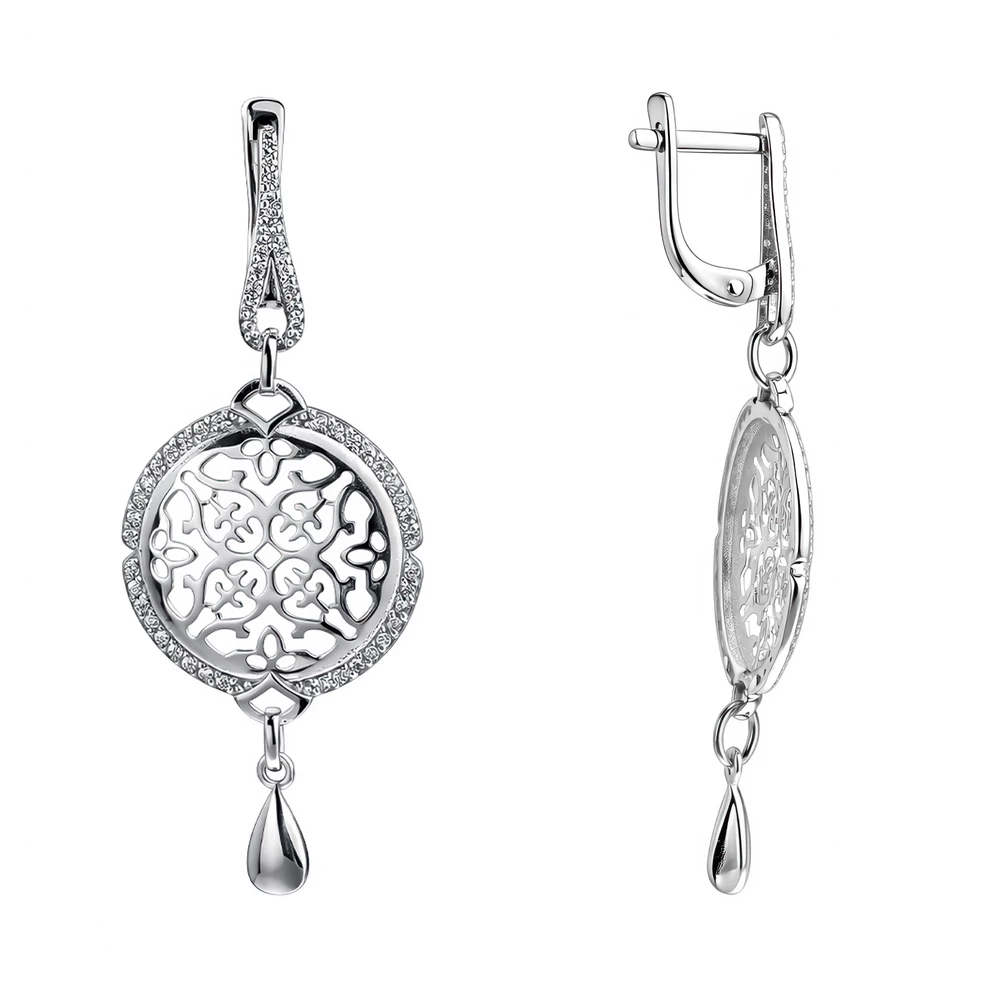 Серьги с фианитами из серебра 925 пробы