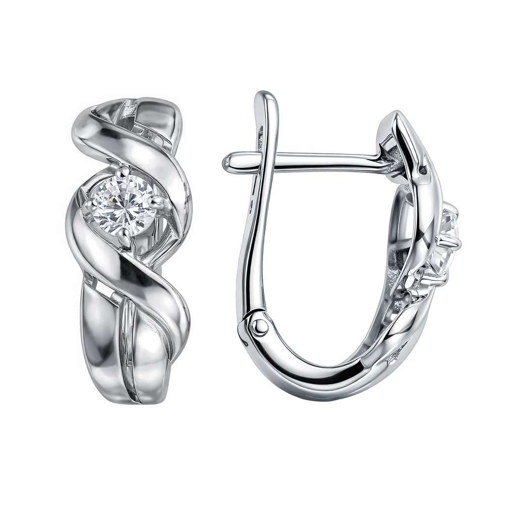 Серьги с фианитами из серебра 925 пробы