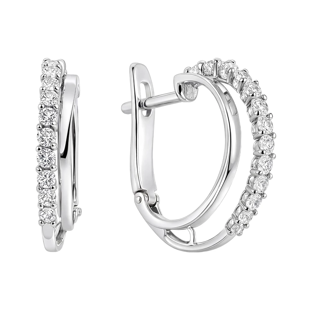 Серьги с фианитами из серебра 925 пробы