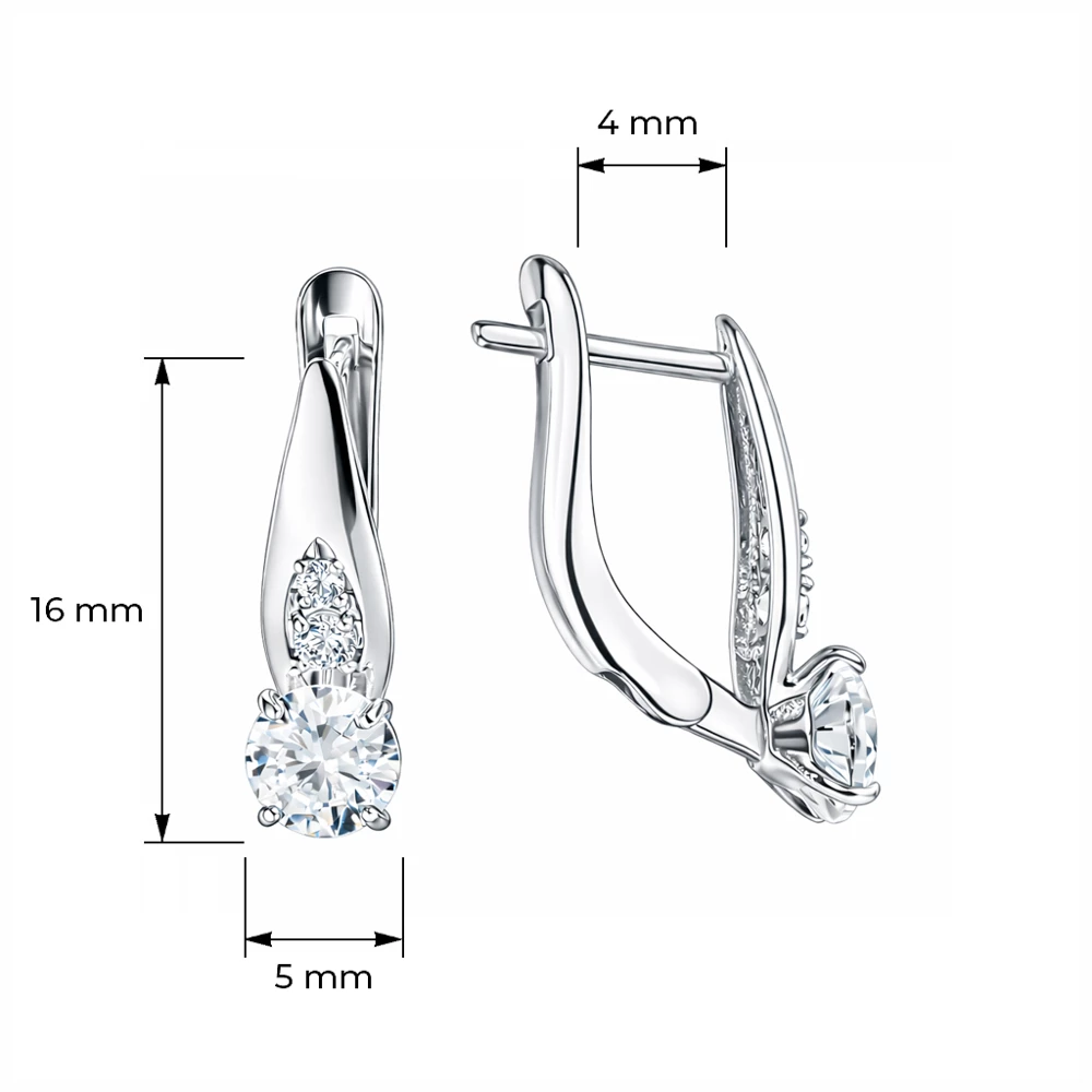 Серьги с фианитами из серебра 925 пробы 3